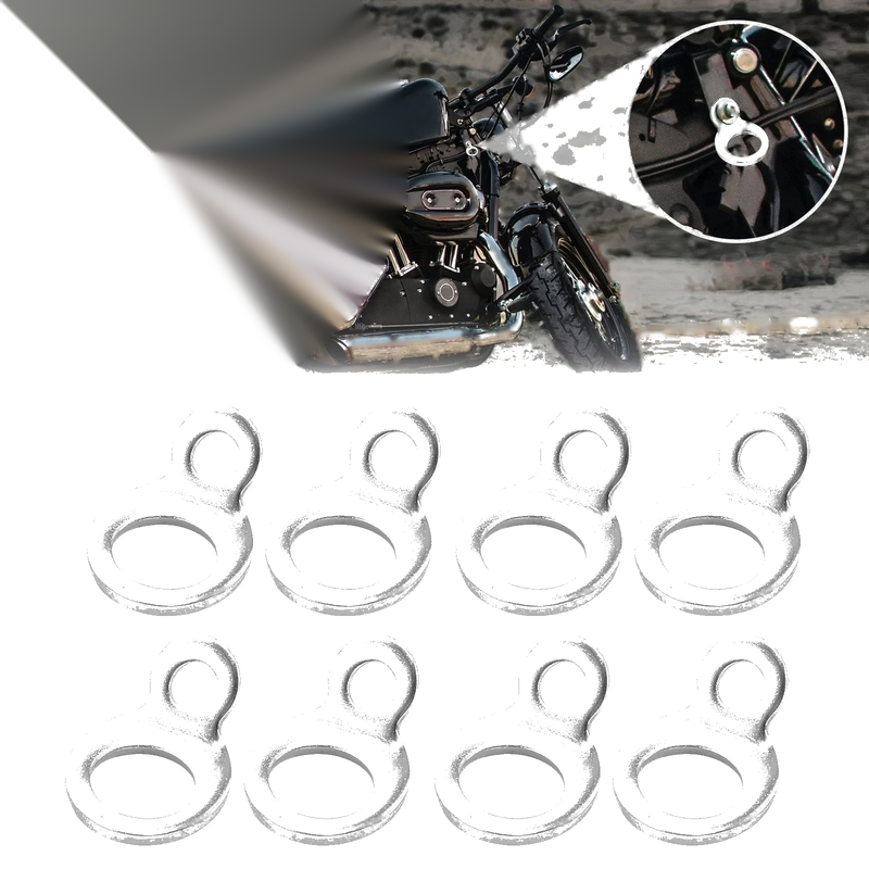 8pcs Stainless Steel Motorcycle Tie Down Anchor Hooks Strap Rings Silver Tone