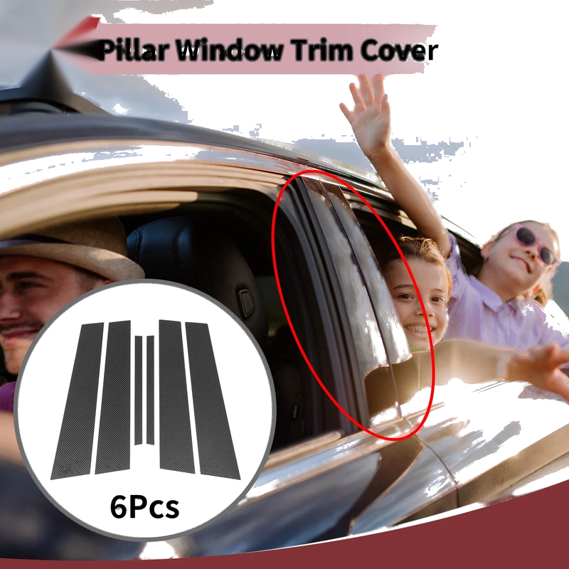 Nissan Altima (2019-2023) Black Carbon Fiber 6 Pcs Car Door Pillar Trim