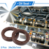 Oil Seal Rotary Shaft Seal FKM Rubber 24x35x7mm Brown 2 pcs