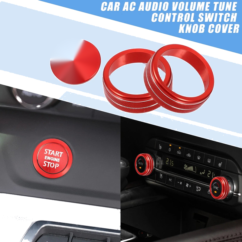 Nissan Rogue (2021-2022) Red AC Knob Engine Start Stop Button Cover