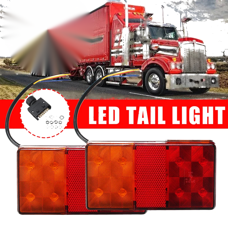 Trailer Truck 8 LED Tail Lights Brake Rear Turn Signal Lamp Amber+Red