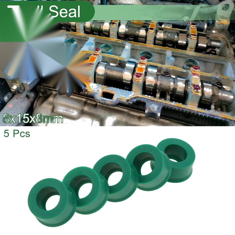 Make Model Oil Seal / 8x15x8mm / Rotary Shaft TPU Green 5 Pcs