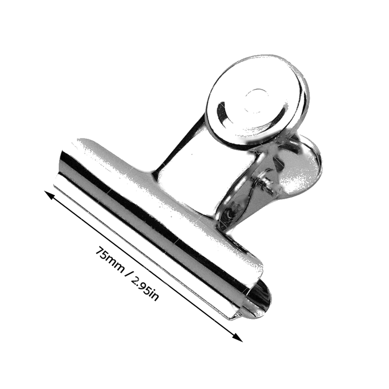 Stainless Steel Bulldog Paper Clips 75mm - 6 x Office Binder Clamps