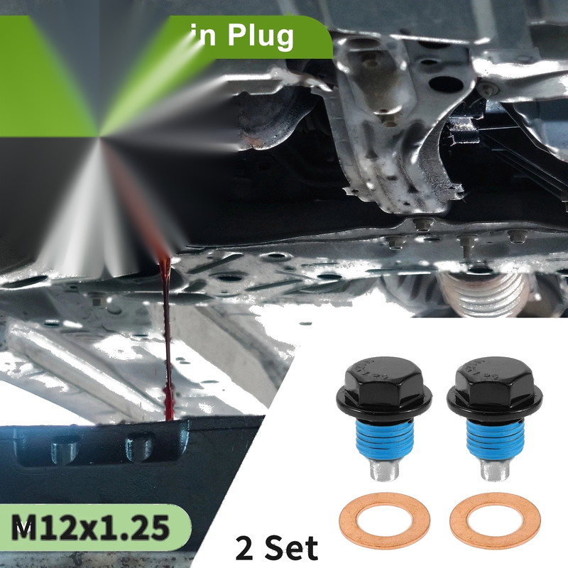 Car Motorcycle Black Blue 2 x M12x1.25 Copper Oil Drain Plug with Gasket