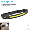 Motion Sensor USB Rechargeable Headlight Waterproof LED COB Headlamp