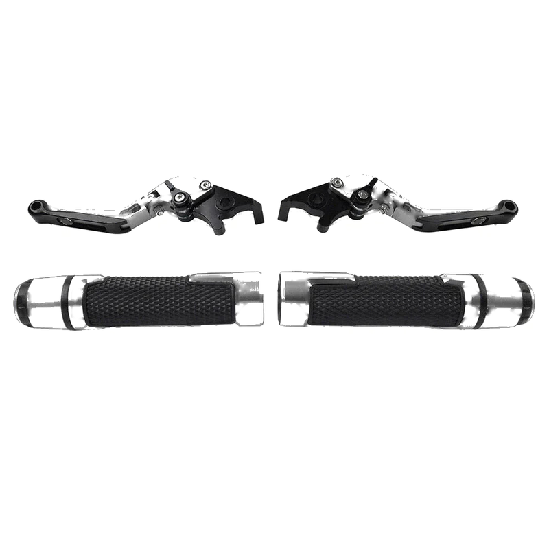 Kawasaki ZX14R Silver Extendable Brake Clutch Levers Grips Set (2006-2023)