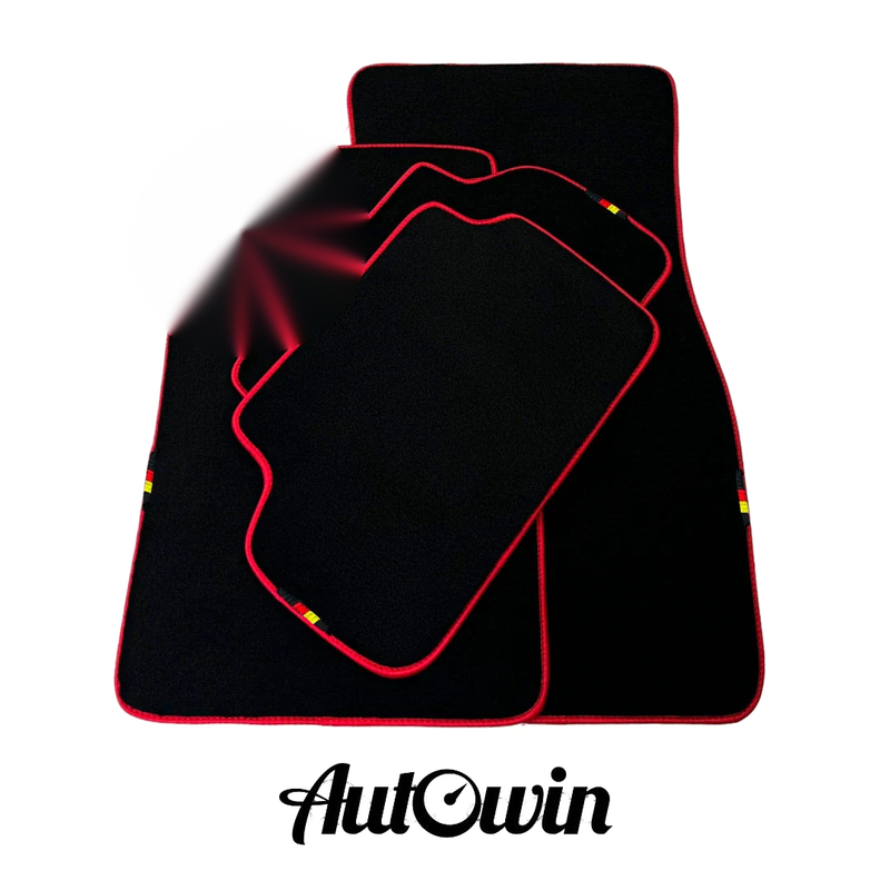 BMW 4 Series G22 Coupe (2020-2025) Red Trim AutoWin Black Floor Mats