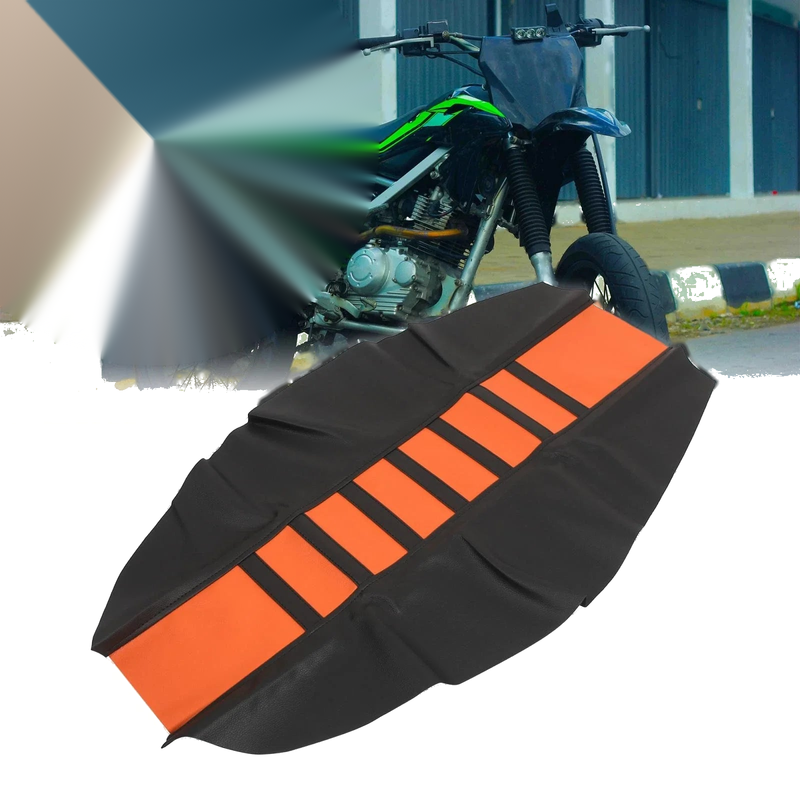 Universal Motorcycle Dirt Bike Seat Cover / Universal / Faux Leather Orange/Black