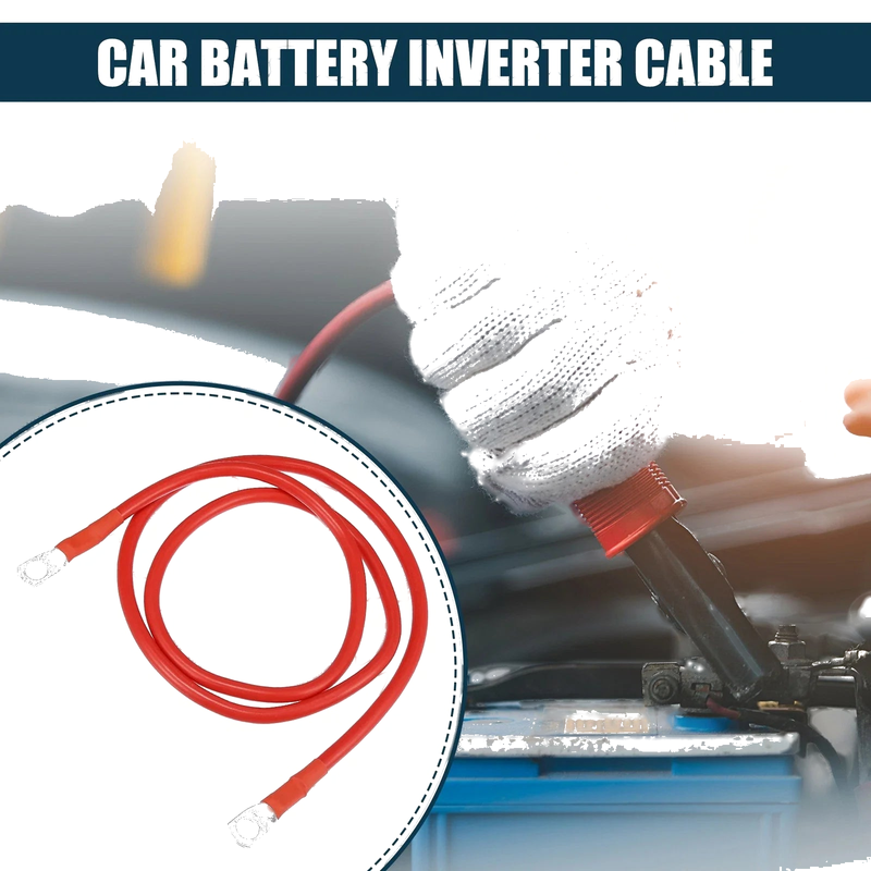 Car Inverter Cable 8AWG 3ft Red Copper Wire 1 Pcs