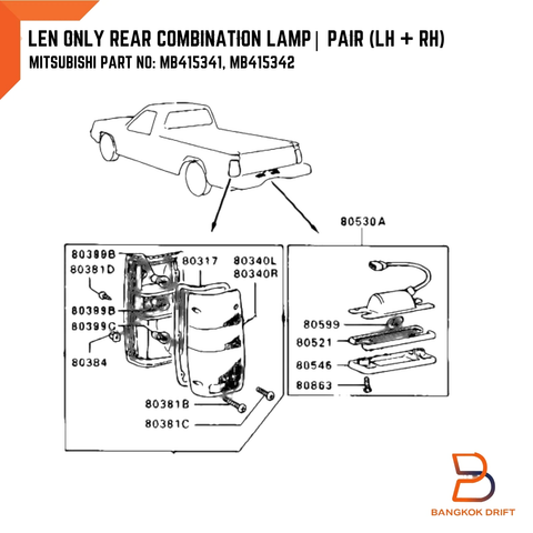 Mitsubishi Triton Rear Tail Light Lens (1986-1996)