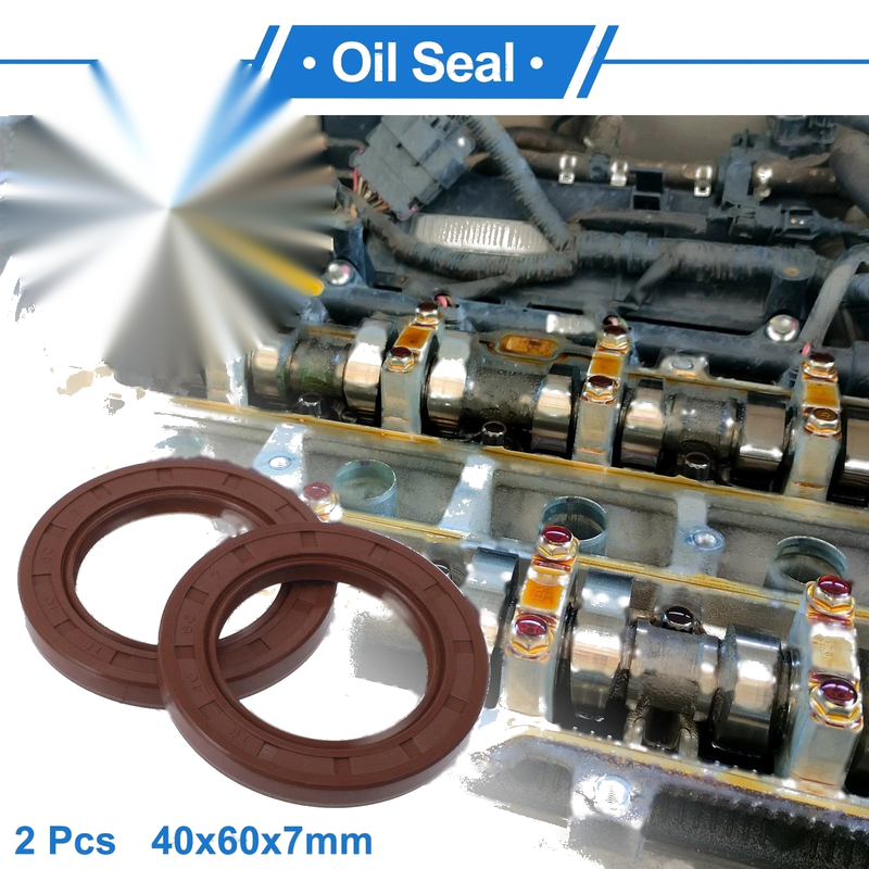 Oil Seal 2 x Seal Ring Rotary Shaft Seal FKM Rubber 40x60x7mm Brown