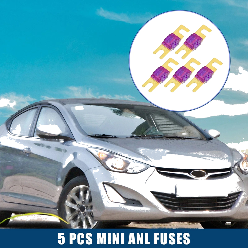 Car / Motorcycle Gold Tone Purple 5 Pcs Mini ANL Fuses 100A Audio CD Fuse