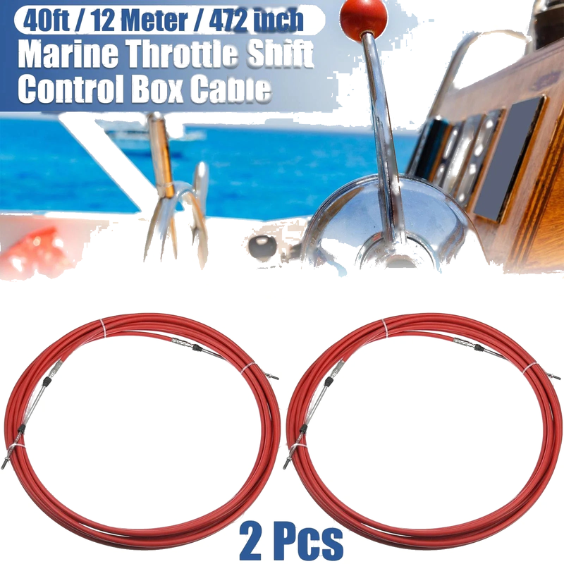 Yamaha Red Marine Type Shift Remote Control Box Cable 2 x 40ft 472 Inch
