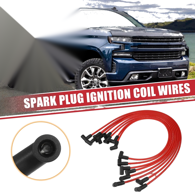 Chevy Small Block HEI Cap 8pcs Spark Plug Wire Ignition Coil Cable