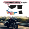 1 Set Motorcycle Riding Goggles Red Lens Blue Frame PC TPU Cycling Sunglasses