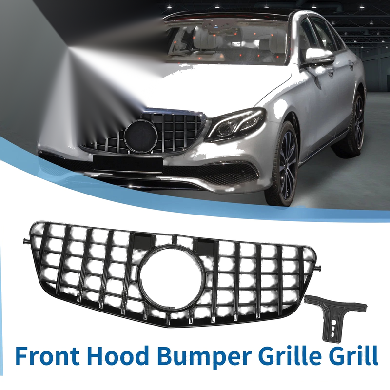Mercedes-Benz E300 2009-2013 Black Grills Front Upper Bumper Grille