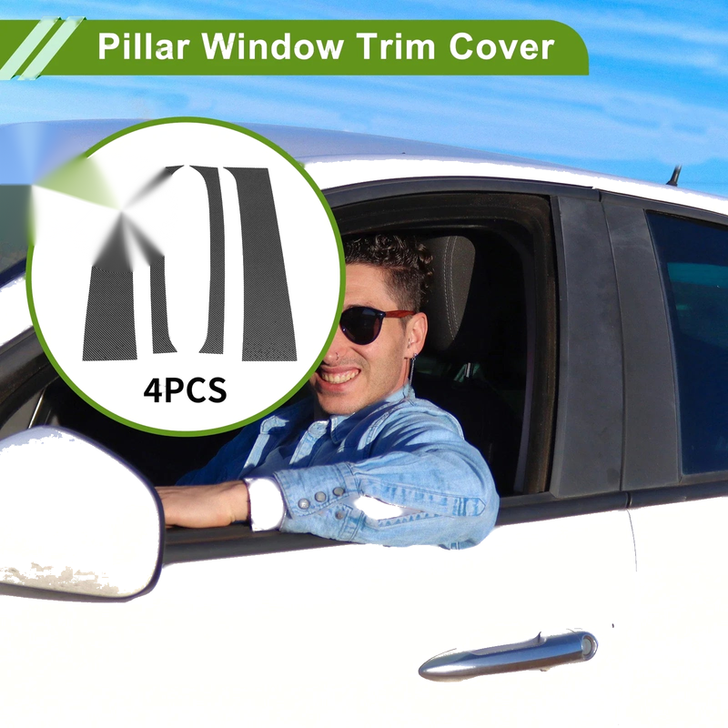 Dodge Ram (1994 - 2001) Carbon Fiber Pattern Black 4 x Pillar Window Trim