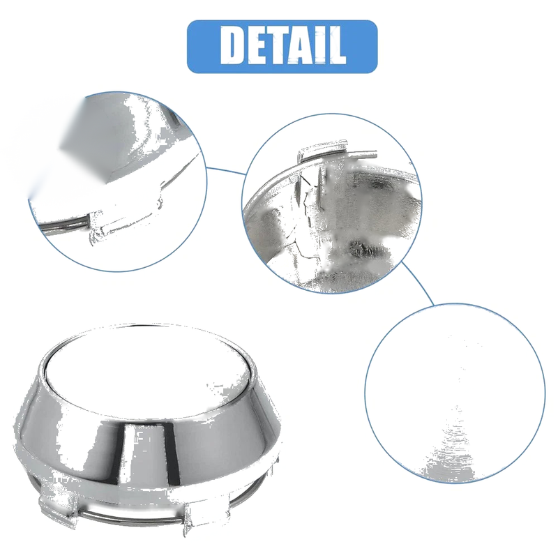 Universal Rims No Logo 4 Pcs 60mm Chrome Wheel Center Caps