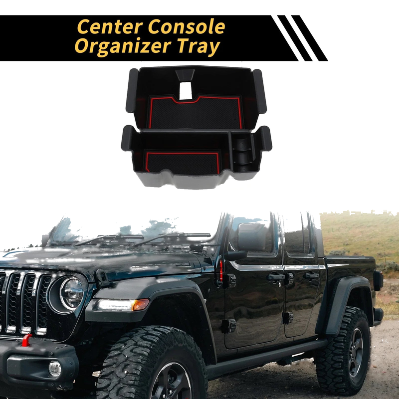 Jeep Wrangler JL JLU (2018-2022) Black Red Center Console Organizer Tray