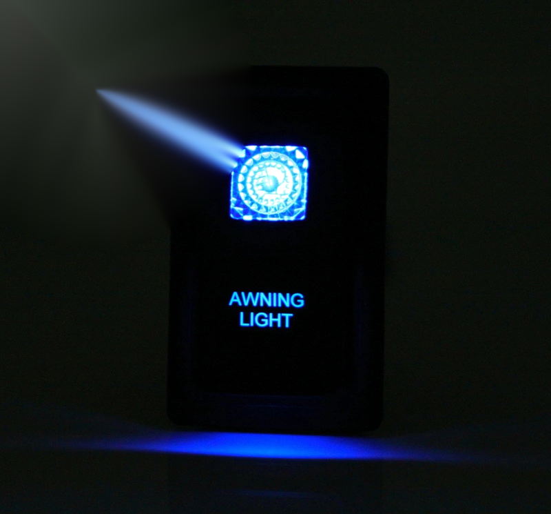 Dual LED Laser Etched Awning Light Rocker Switch