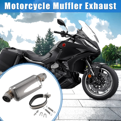 Motorcycle Car Muffler Exhaust 12.20 Length 1.50 ID Matte Silver Tone