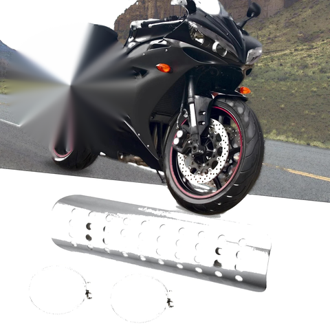 Harley with Hole Silver Tone Exhaust Heat Shield Pipe Shield