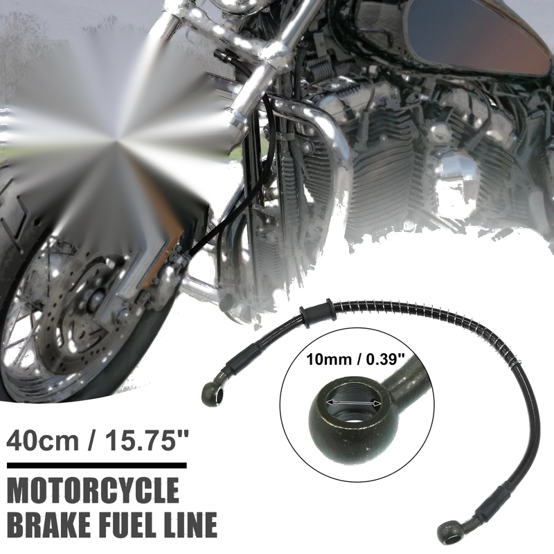 Motorcycle Black 40cm 15.75in Braided Brake Clutch Oil Hose Pipe
