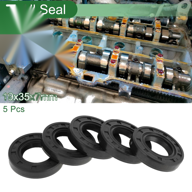 Oil Seal / 19x35x7mm / Seal Ring Rotary Shaft Seal NBR Black 5 Pcs