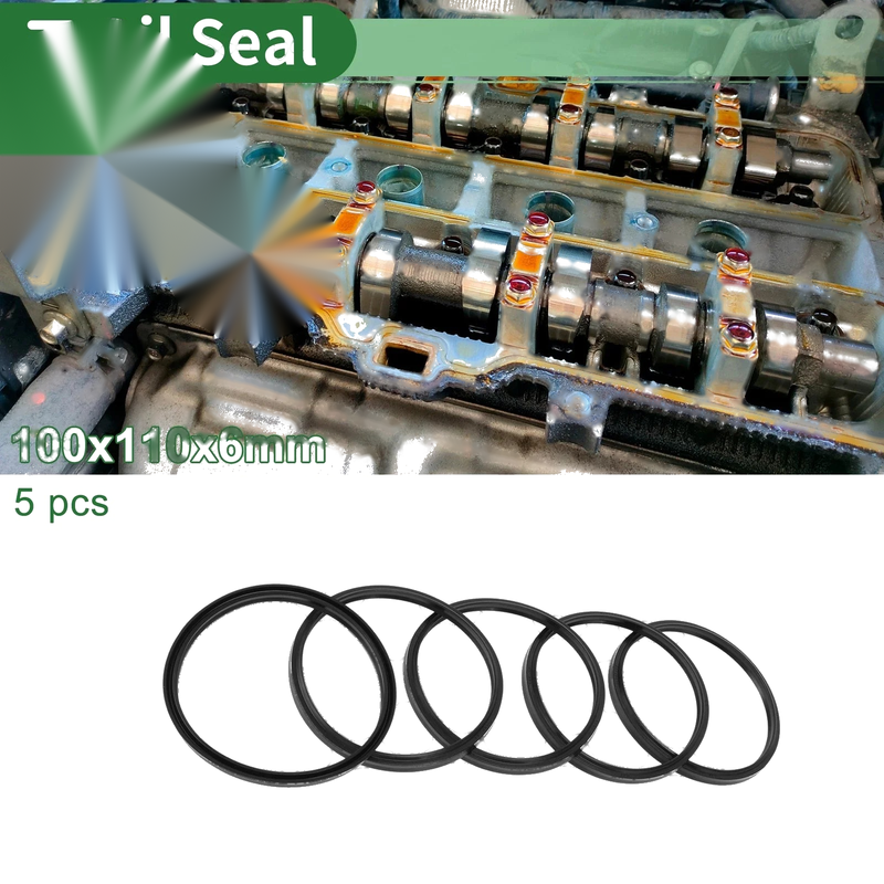 Make Model Oil Seal 100x110x6mm Black 5 Pcs Seal Ring NBR Rubber
