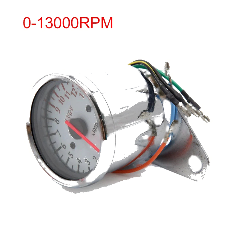 Motorcycle Tachometer Gauge / 0-13000RPM / Universal Chrome Plating