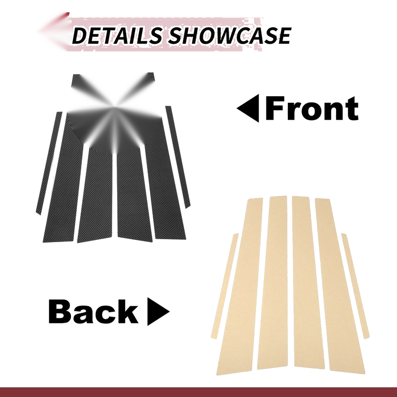 Lexus ES (1997-2001) Carbon Fiber Black 6 Pcs Door Pillar Window Trim