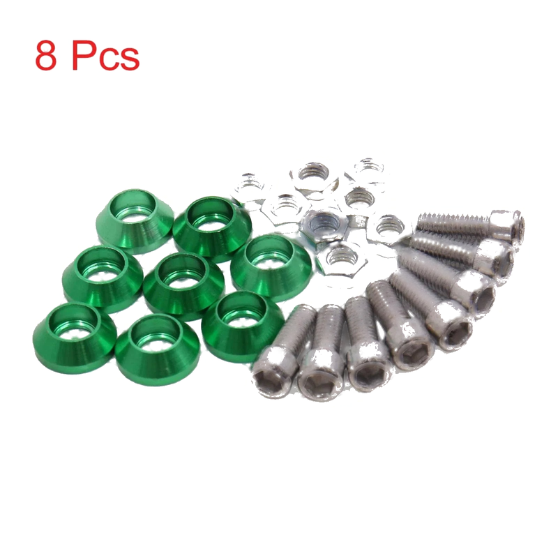 Universal Green Metal Motorcycle Windscreen License Plate M6 Bolts 8Pcs