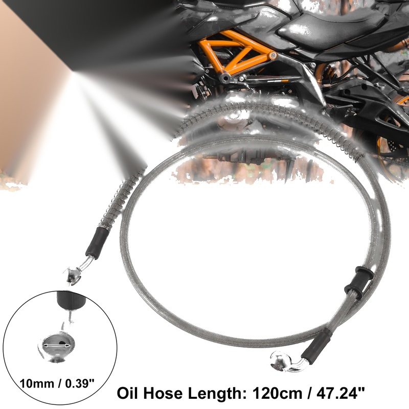 120cm 47.24" Brake Clutch Oil Hose Line Pipe Hydraulic Silver Tone Motorcycle