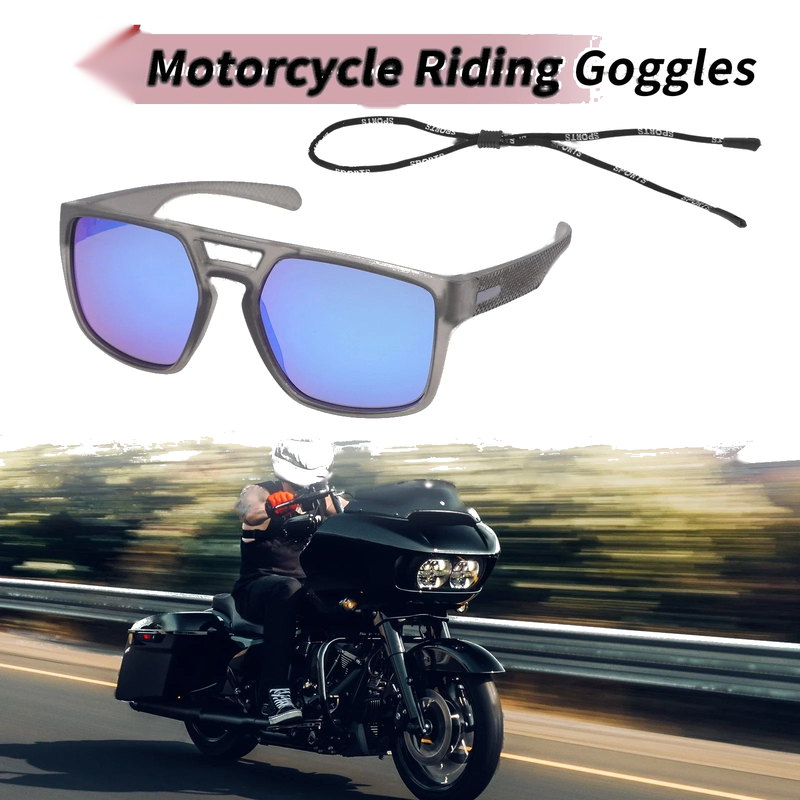 Motorcycle Set Motorcycle Goggles Blue Lens Gray Frame Triacetyl Cellulose