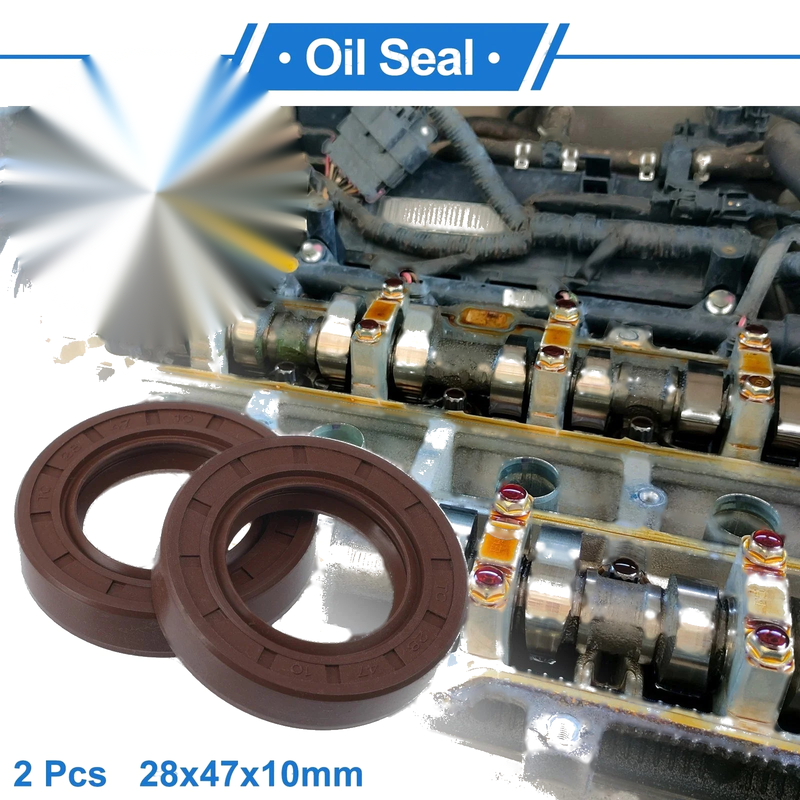 Oil Seal 28x47x10mm Brown 2 x FKM Rubber Seal Ring Rotary Shaft