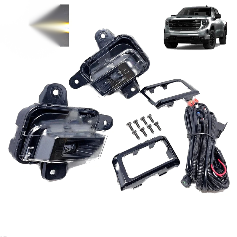 22-24 GMC Sierra 1500 6000K Switch Wire Bezel LED Fog Light Set