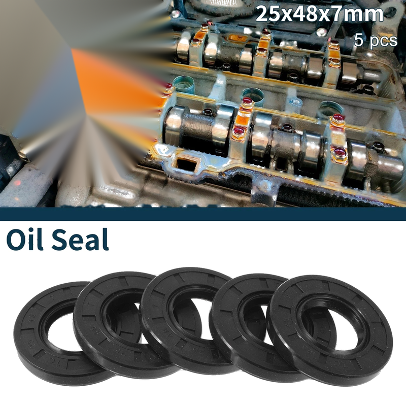 Oil Seal 25x48x7mm 5 x Rotary Shaft Seal NBR Rubber