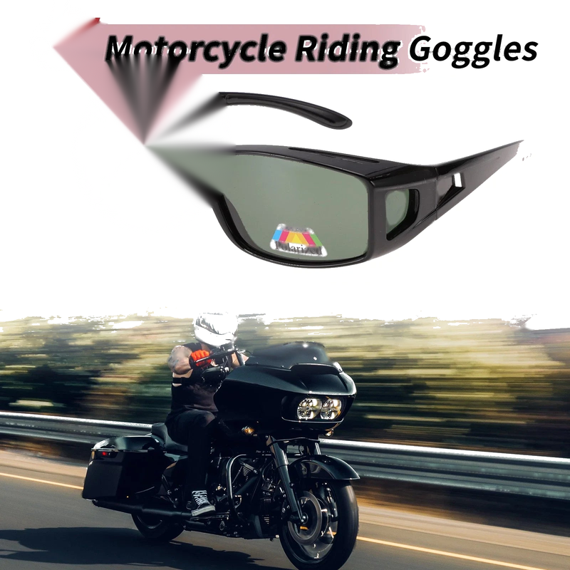 1 Pc Motorcycle Riding Goggles Dark Green Lens Gloss Black Frame