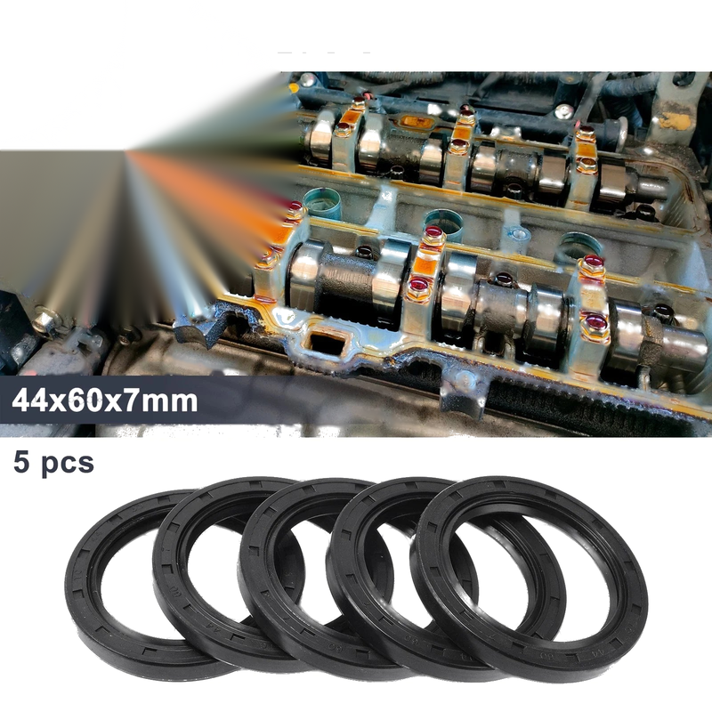 Oil Seal 44x60x7mm Black Rotary Shaft Seal Nitrile Rubber 5 Pcs