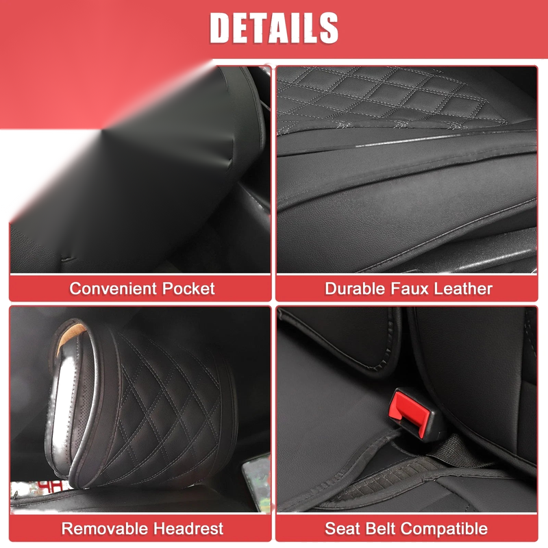 Ford F-150 Crew Cab 5 x Black Red Front Rear Seat Covers (2009-2023)
