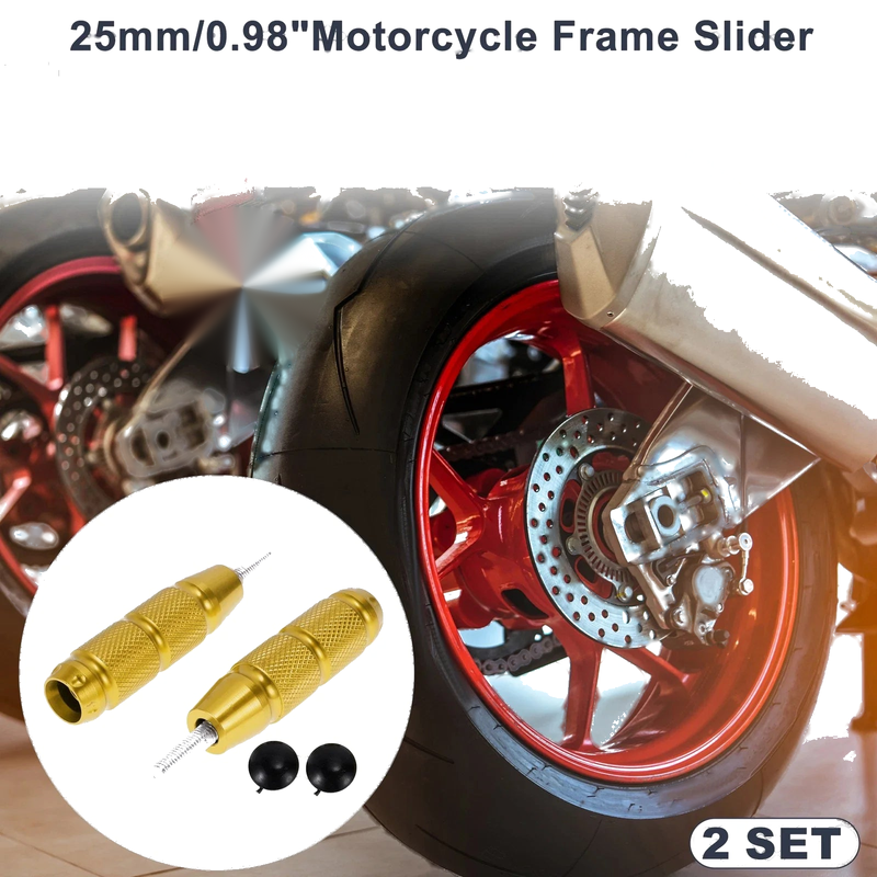 Make Model 2 x Aluminum Alloy Motorcycle Slider Frame Gold Tone