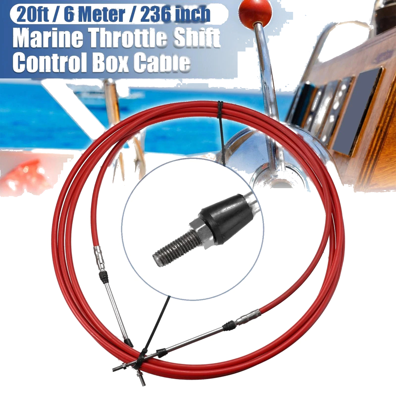Yamaha Red 1pcs 20ft 236 Inch Marine Type Shift Remote Control Box Cable