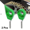 2x 12mm Dia Hole Green Silver Tone Motorcycle Chain Axle Adjuster Tensioner