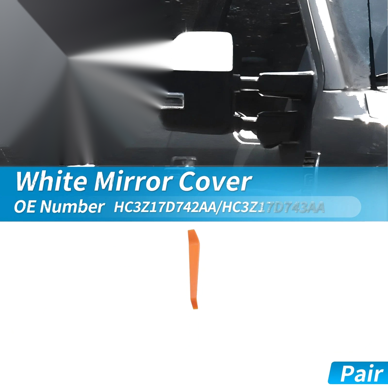 Ford F250 F350 Super Duty White Top Half Door Mirror Cap Covers (2017-24)