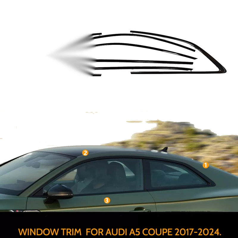 Audi A5 S5 RS5 6 x Chrome Black Window Strip Trims (2017-2024)