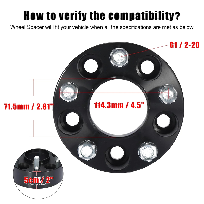 Lincoln Ford 4 x 5 Lug 5x4.5" 2" Thickness Wheel Spacers Adapters Black