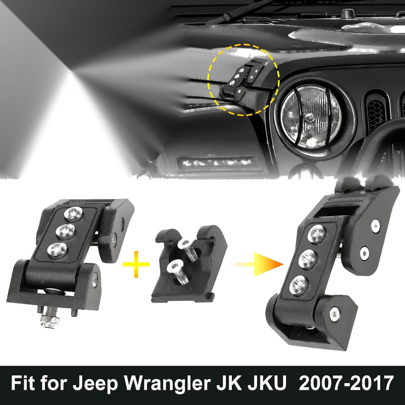 Jeep Wrangler JK JKU 2 x Car Hood Latch Lock Kit with Accessories (2007-2017)