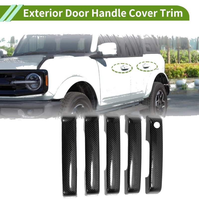 Ford Bronco Carbon Fiber Black Exterior Door Handle Cover Trim (21-25)