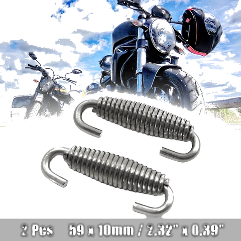 Motorcycle 2 x Stainless Steel Silver Tone Swivel Exhaust Pipe Springs