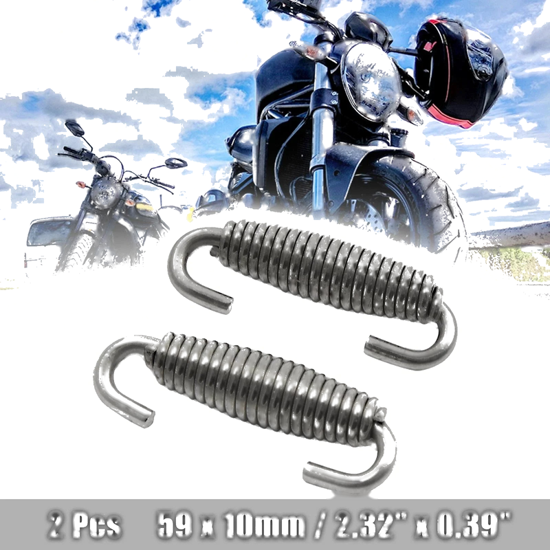 Motorcycle 2 x Stainless Steel Silver Tone Swivel Exhaust Pipe Springs